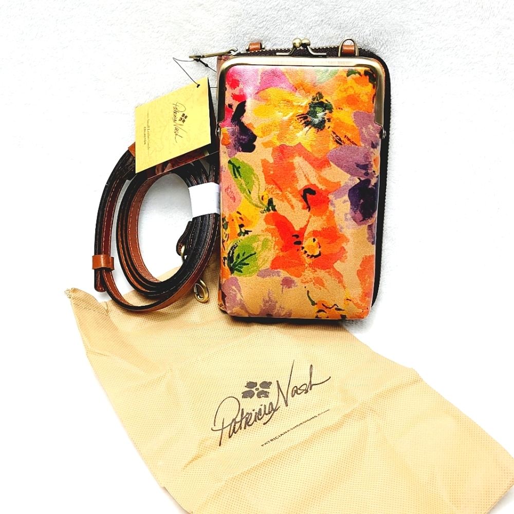 Patricia Nash Leather Pertina Printed Rainforest Frame Crossbody w Dust … - Picture 7 of 9